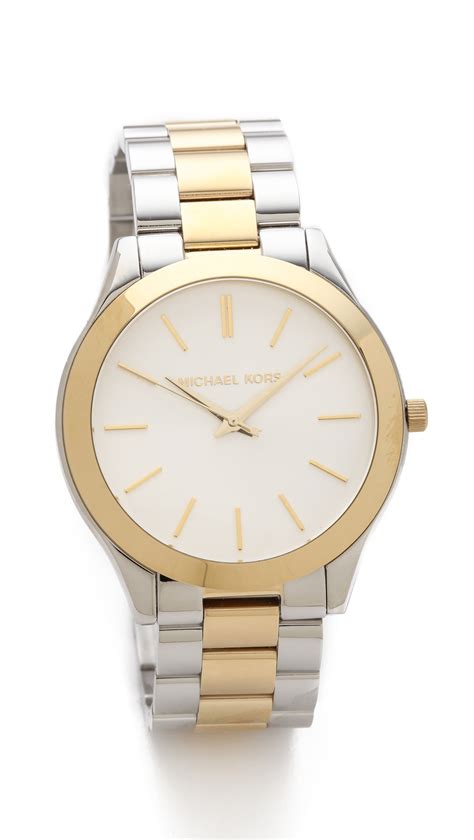 michael kors runway watch silver and gold